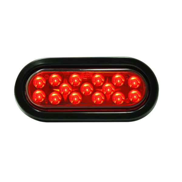 Lampara led roja ovalada de 6" lateral lente liso con base reflectiva metalizada encauchada multivoltaje. - Imagen 3