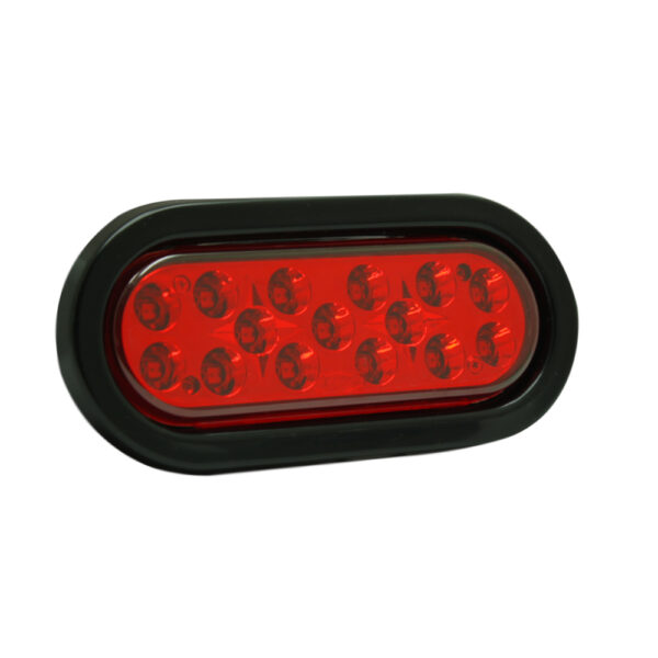 Lampara led roja ovalada de 6" lateral lente liso con base reflectiva metalizada encauchada multivoltaje. - Imagen 2