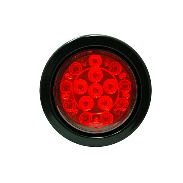 Lampara led de 4" rojo lente liso con base reflectiva multivoltaje.