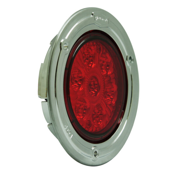 Lampara led rojo redonda de 3" con aro cromado plástico multivoltaje. - Imagen 3