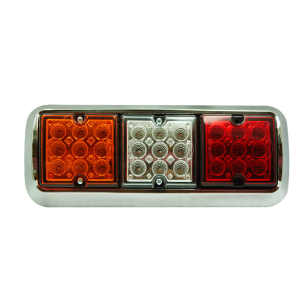 Lampara led ámbar - roja - cristal con aro cromado multivoltaje. - Imagen 3