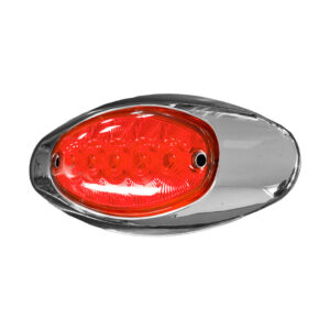 Lampara led ovalada lateral roja con aro cromado